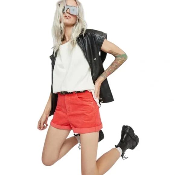Rolla’s Dusters Corduroy High Rise Slim Shorts Orange Red Women’s 30 90s Retro - Picture 13 of 16